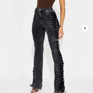 After Hours Lace Up Flare Pant - Black